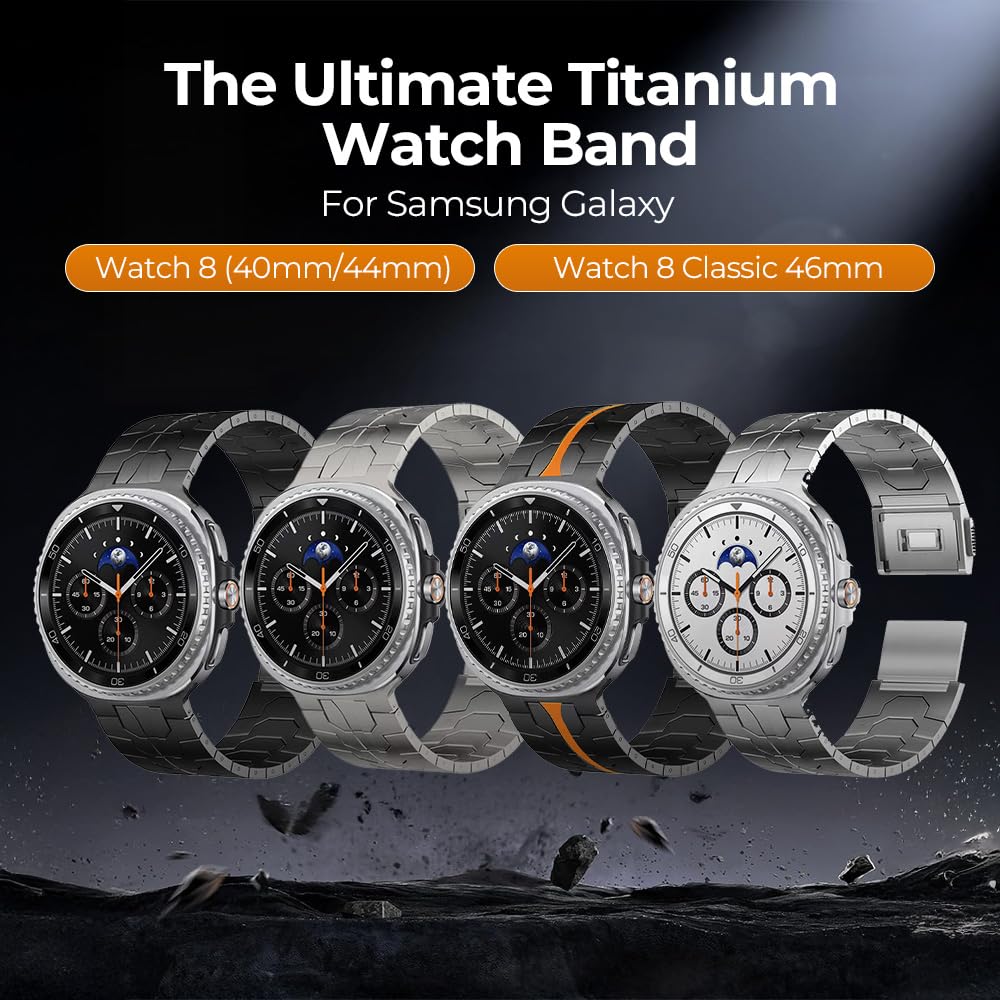 Bracelet de montre magnétique en titane compatible avec Samsung Galaxy Watch 8 40 mm/44 mm/8 Classic 46 mm, bracelet de rechange pour Galaxy Watch 8 pour femme, léger et doux pour la peau