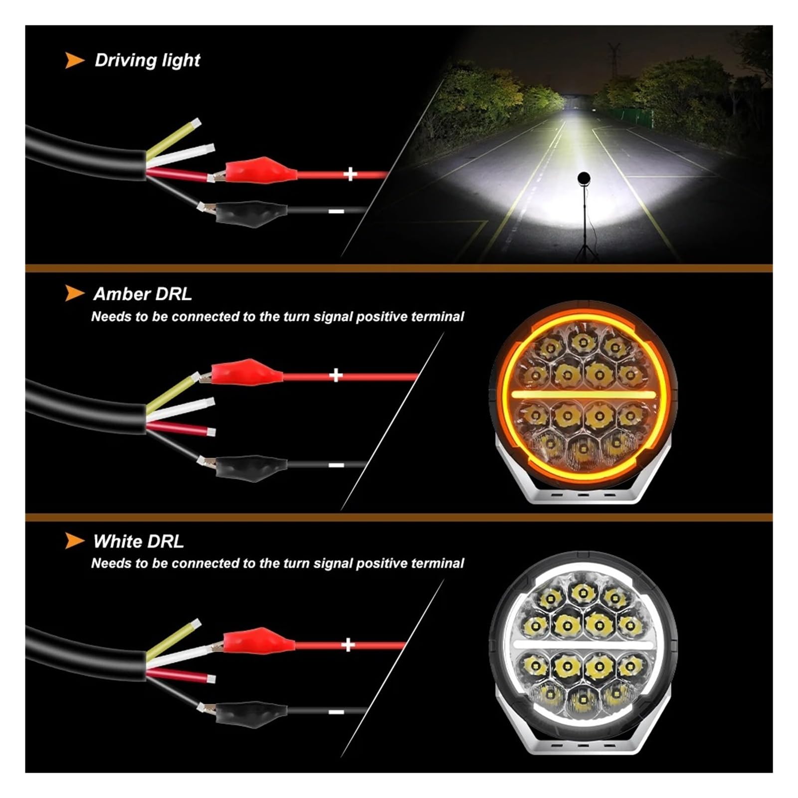 Faro Delantero Coche Luces LED Todoterreno 6,5 Pulgadas, Blancas Y Ámbar, DRL, Focos, Auxiliares, Cubos Luz Para 4x4 Faro Principal(1PC 6.5inch Light)