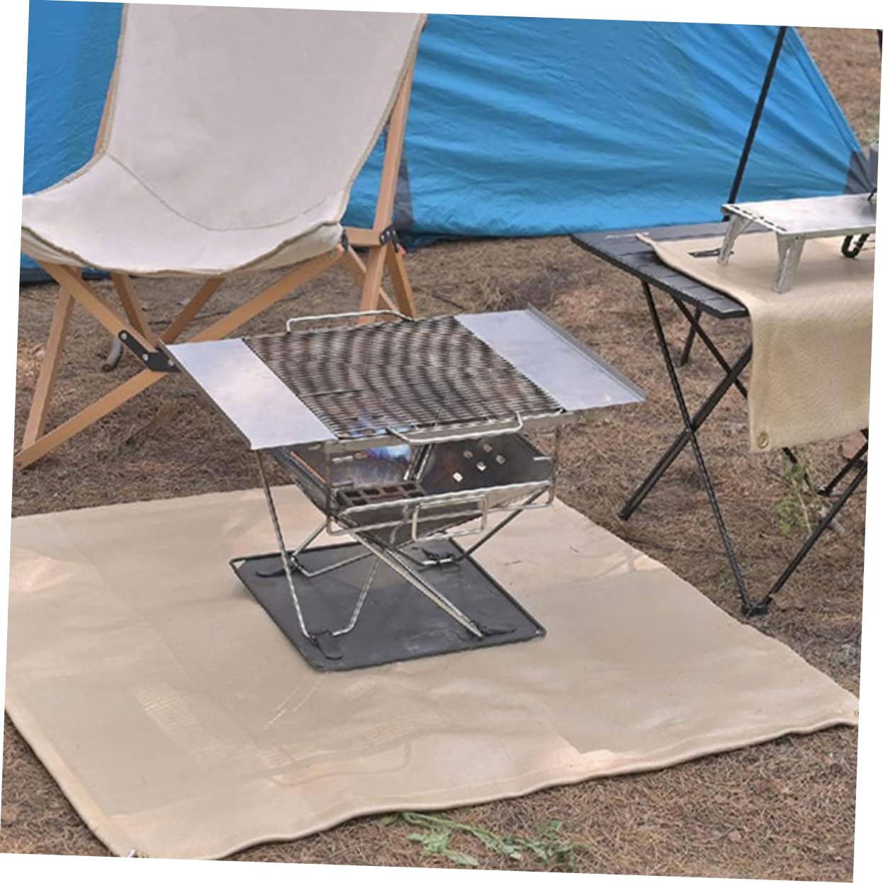 BESTonZON Manta Ignífuga de Material Reforzado Resistente para Patio y Cocina, Alfombra Protectora contra Fuego y Humedad Adecuada para Camping y Exteriores