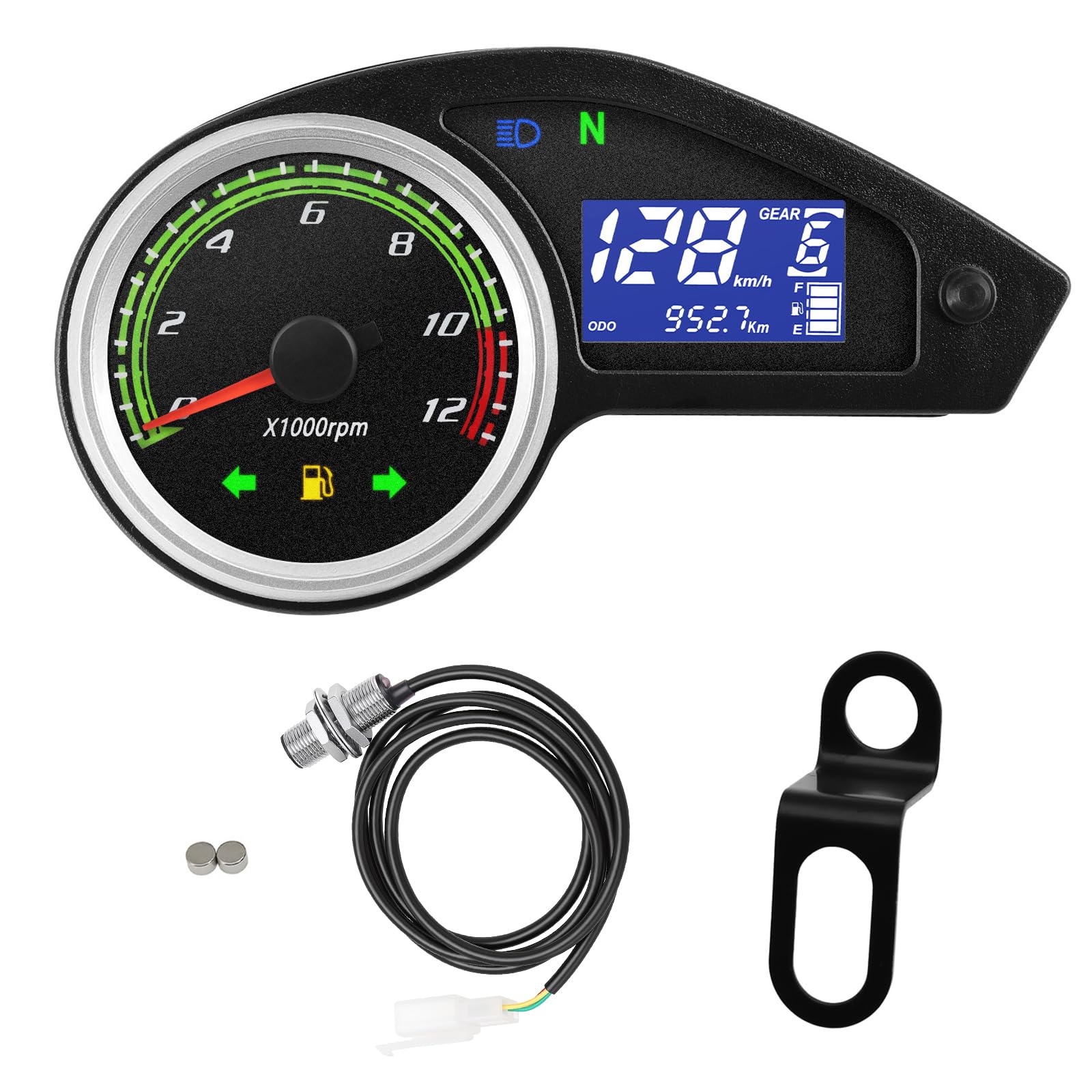 Photo 1 of MAIMEIMI Motorcycle Speedometer Gauge Digital Speedometer for Motorcycle LCD Gauge Cluster MPH Dashboard Speedo Meter with Tach, Odo, Oil Level, Gear