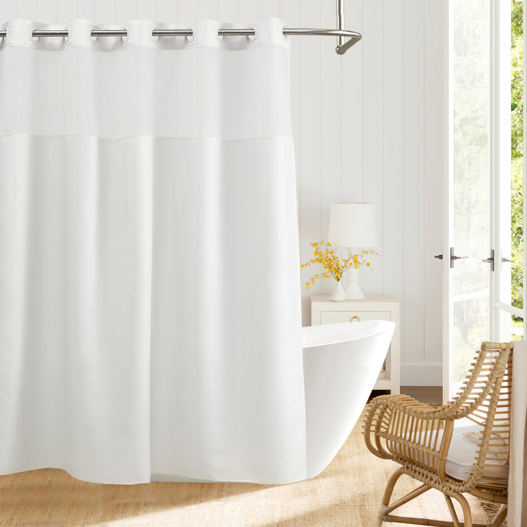 Amazon.com: River Dream No Hook Shower Curtain Microfiber - Waterproof ...
