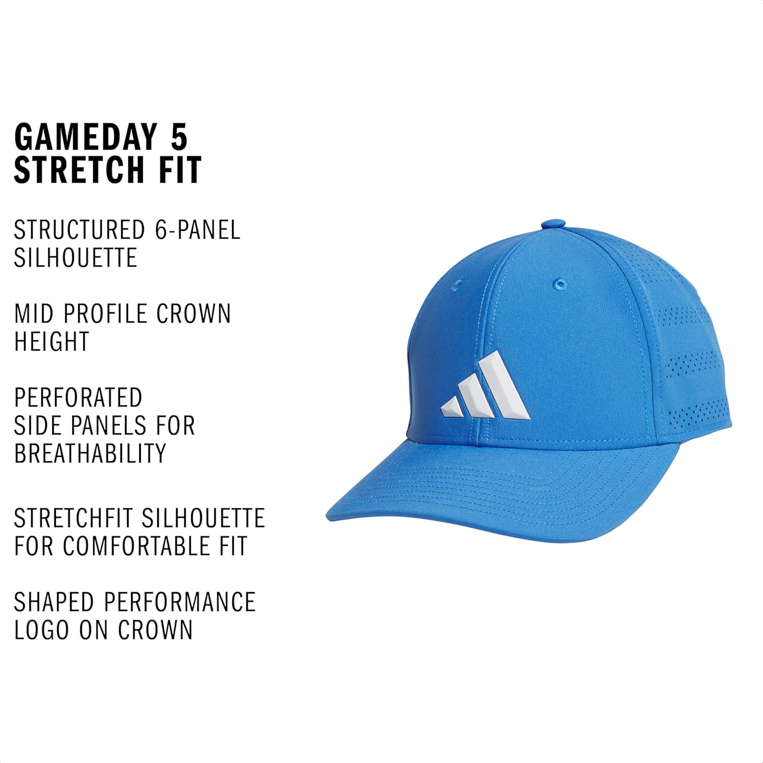 Adidas Mens Gameday Hat – Athletic Baseball Cap, Stretch Fit