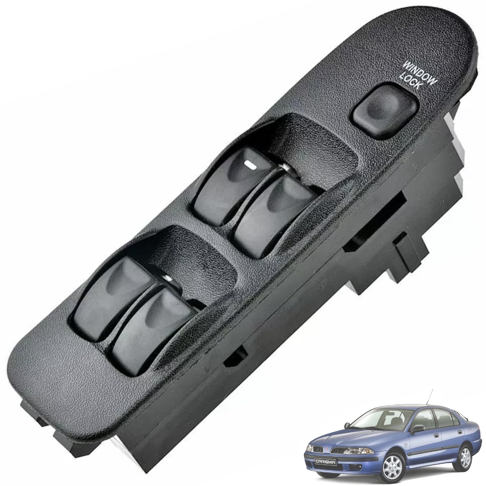Twowinds - Interrupteur Lève-Vitre Compatible avec Mitsubishi Carisma (1995-2006) Space Star (1998-2005) - Porte Avant Gauche (côté conducteur) - MR740599 - Bouton Lève-vitre Noir ON-OFF