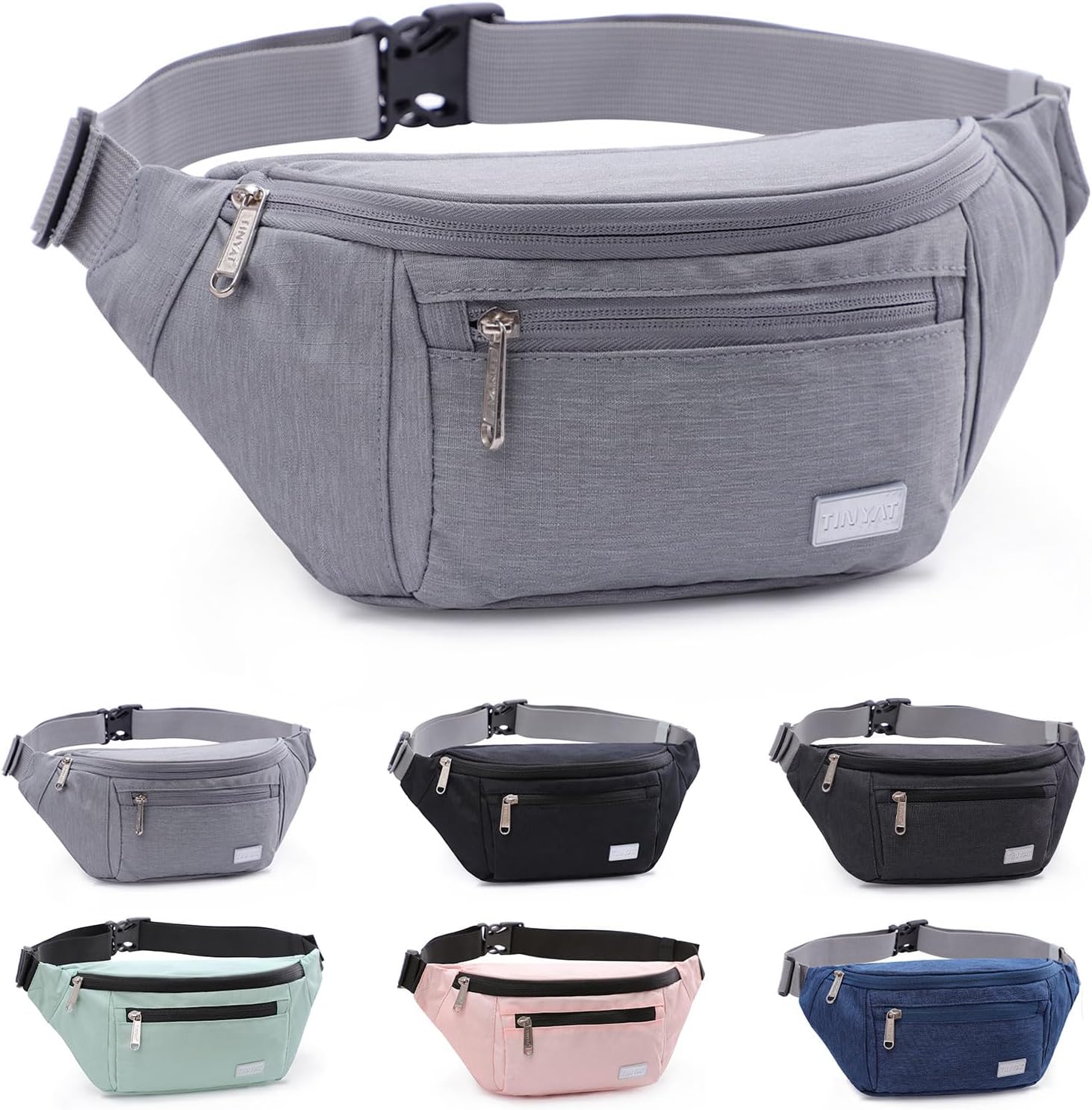 TINYAT Travel Fanny Bag Waist Pack Sling Pocket Super Lightweight For Workout Vacation Hiking, Tool Kit T206, Grey