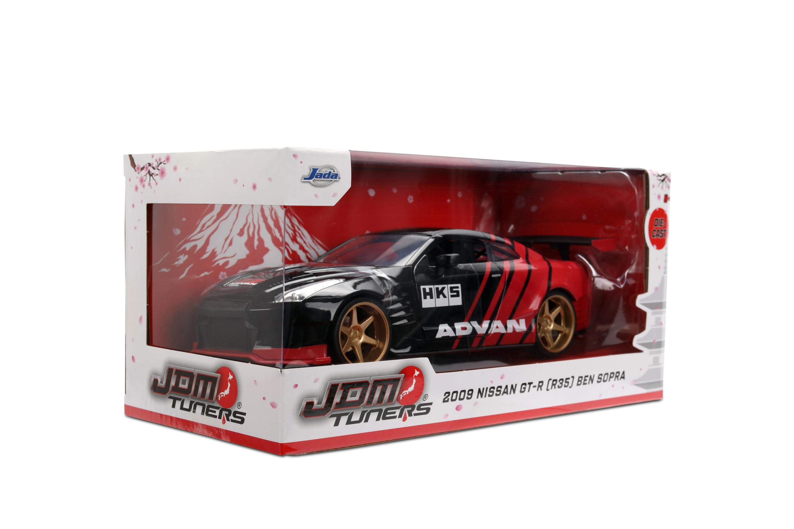 Jada 2009 Nissan GT-R Ben Sopra HSK Advan, Schwarz/Rot Toys 37022-1/24 Druckguss-Modellauto