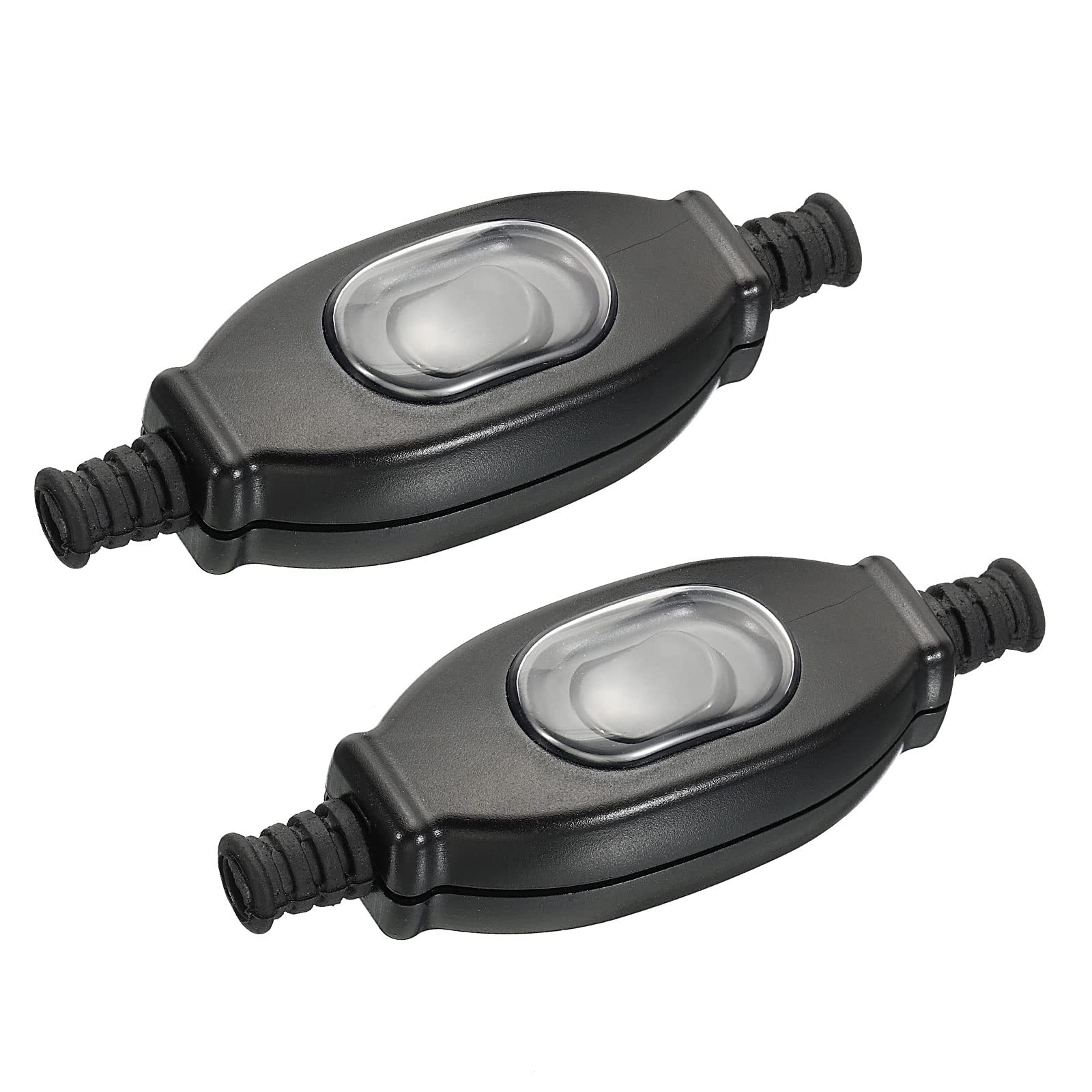 sourcing map 7mm Waterproof Appliance Switch, AC 250V 3A ON/OFF Inline Cord Rocker Switches IP65 for Lamp Black, CE Certification, Pack of 2