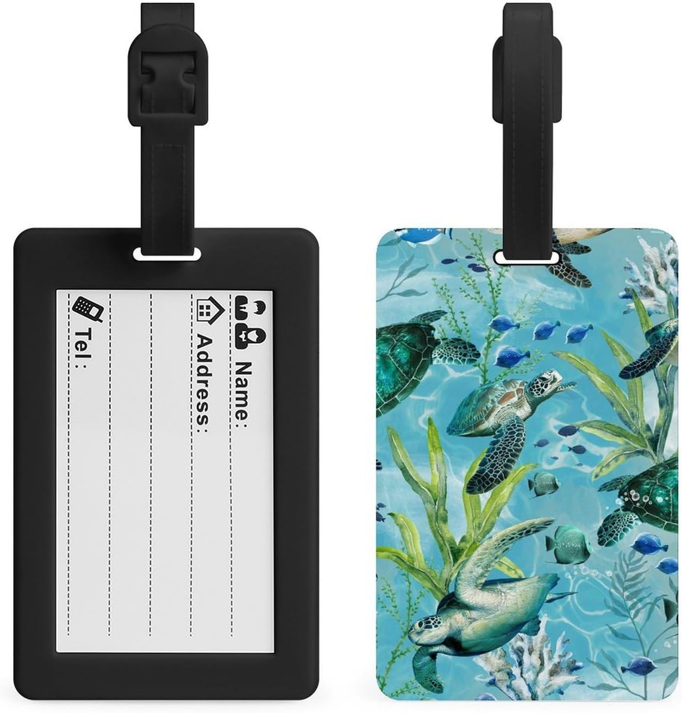 Sea Turtle-Blue Luggage Tags Airplane Travel Essentials image 4