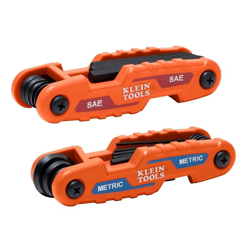 KLEIN TOOLS 70542 Kit com 2 Chaves Allen Dobráveis, Métricas e SAE, 17 Chaves
