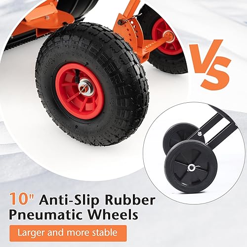 Miniatura 7 de CLEEMAN Pala de nieve de 30 pulgadas con ruedas, empujador de nieve de metal, hoja curvada ergonómica, altura ajustable, pala rodante para quitar