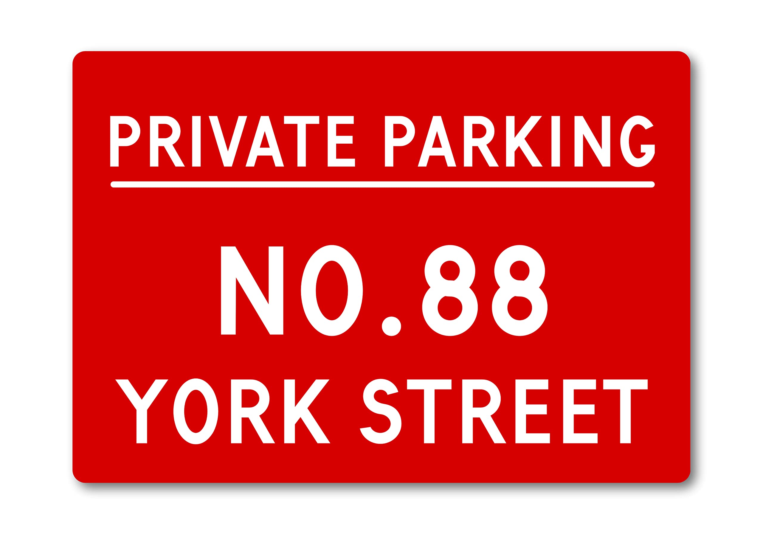 Personalised Metal Private Parking Sign. Perfect for Driveways, Garages, Keeping Disabled Access Clear Custom House Number and Street Name (A5 (197mm x 141mm), Red)