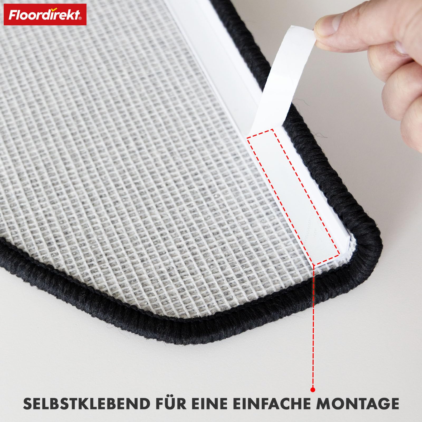 Floordirekt Treppenstufen Matten - London Pro Anthrazit - 1 Stück Stufenmatten Treppenteppich halbrund 25x65 cm