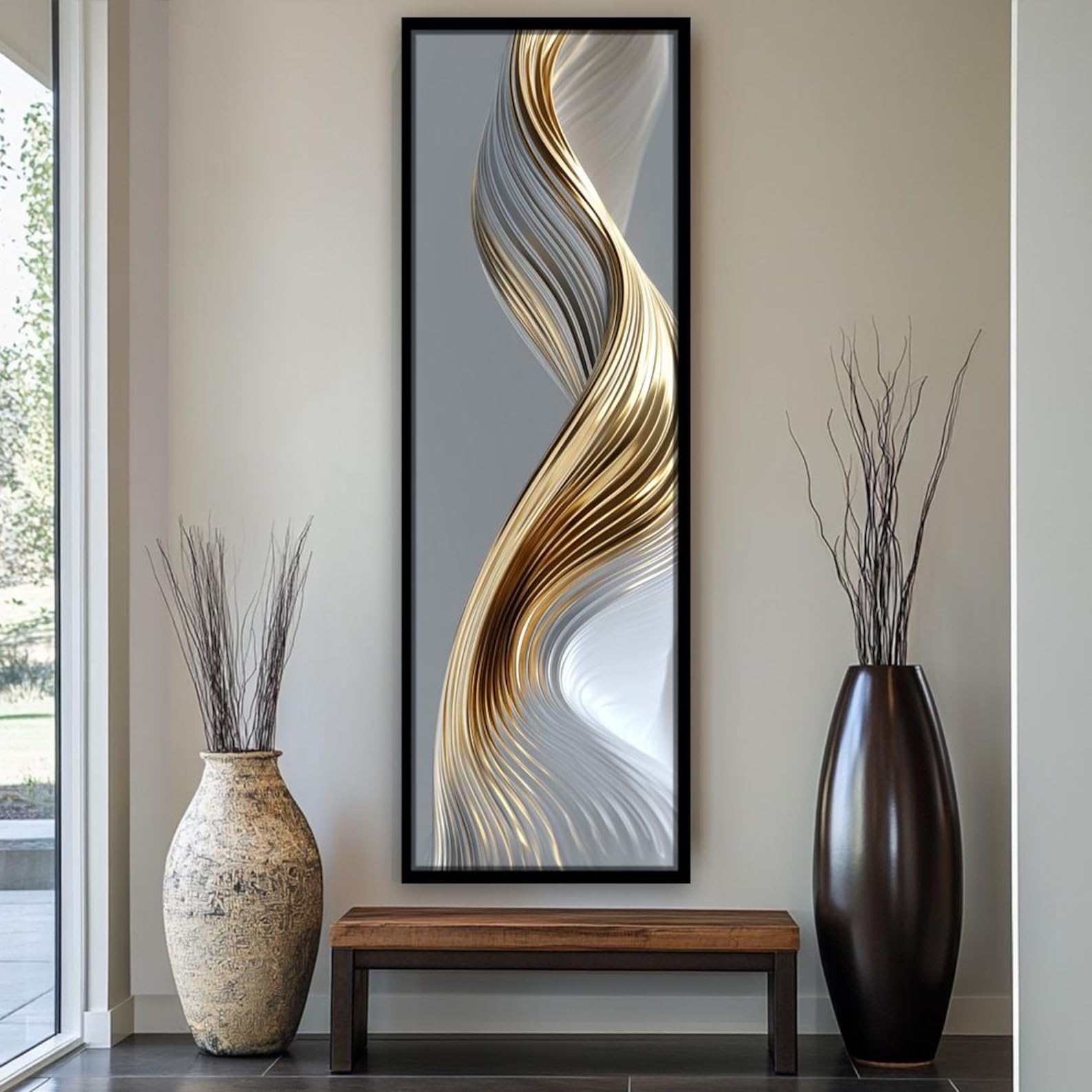 CAOXTART Arte mural moderno para dormitorio, lienzo abstracto vertical alargado, decoración nórdica para sala de estar, pósteres para pasillos de oficina (40x120cm/marco interno)