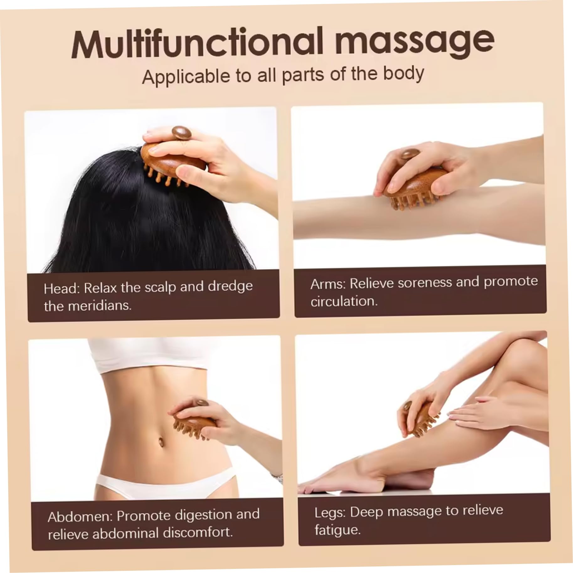 Brosse méridienne de massage pour le corps, outils de massage portables en bois avec sangle, masseur corporel Gua Sha pour éliminer la cellulite, façonner, soulager les douleurs musculaires, Style-1