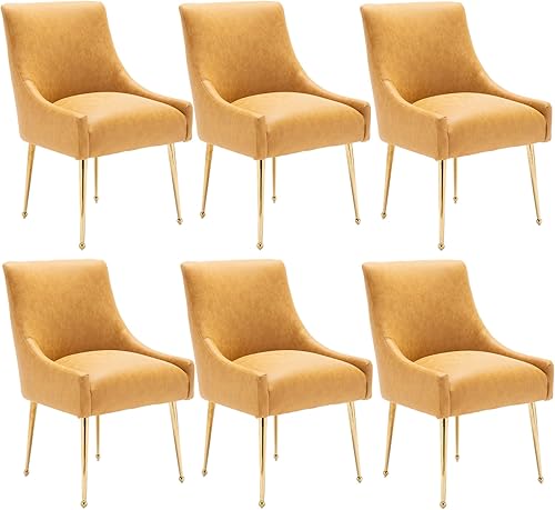 Miniatura 11 de Juego de 2 sillas de comedor, modernas sillas de comedor de terciopelo con patas doradas, sillas decorativas tapizadas para sala de estar, Azul