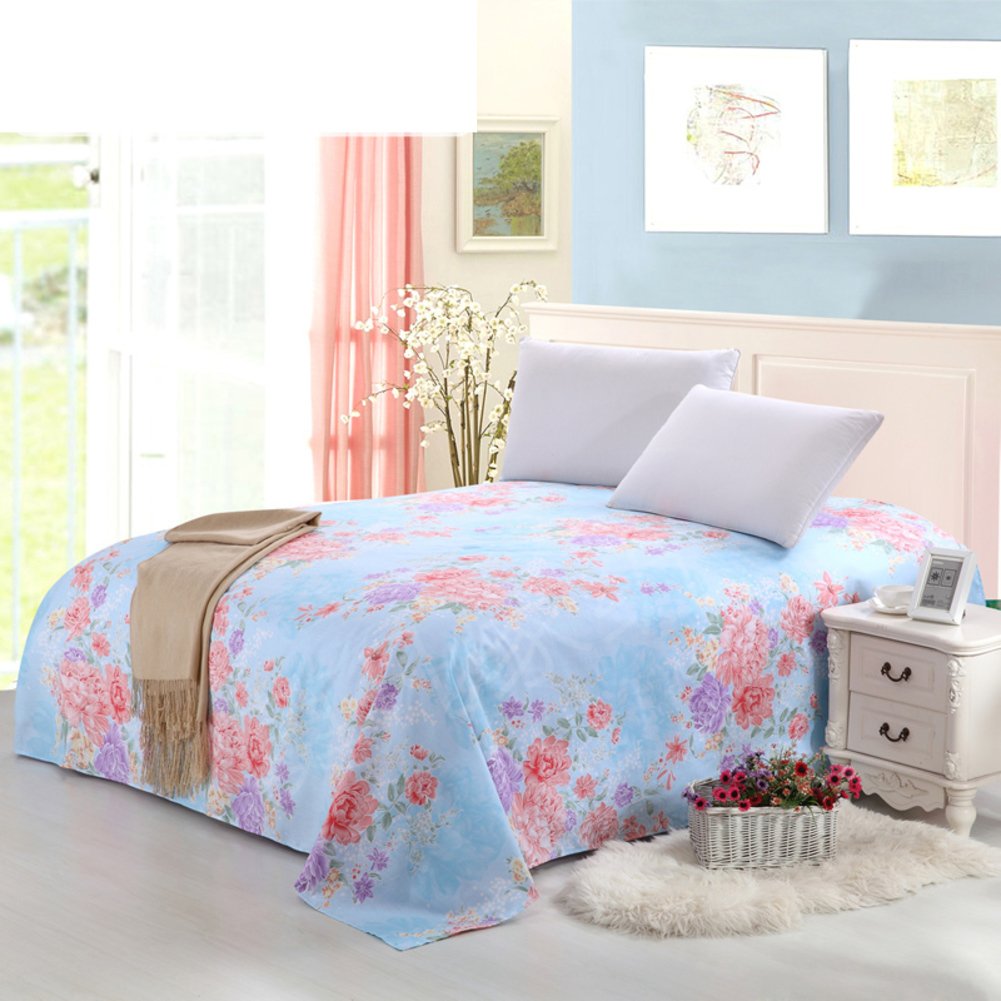 Draps doubles de coton sergé lin Pastorale imprimé feuilles luxe
