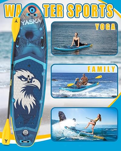 Vista 7 de YASKA Inflatable Stand Up Paddle Board - 11ft Extra Wide Paddleboard with Premium SUP Board Accessories,Camera Mount,Non-Slip EVA Deck,5