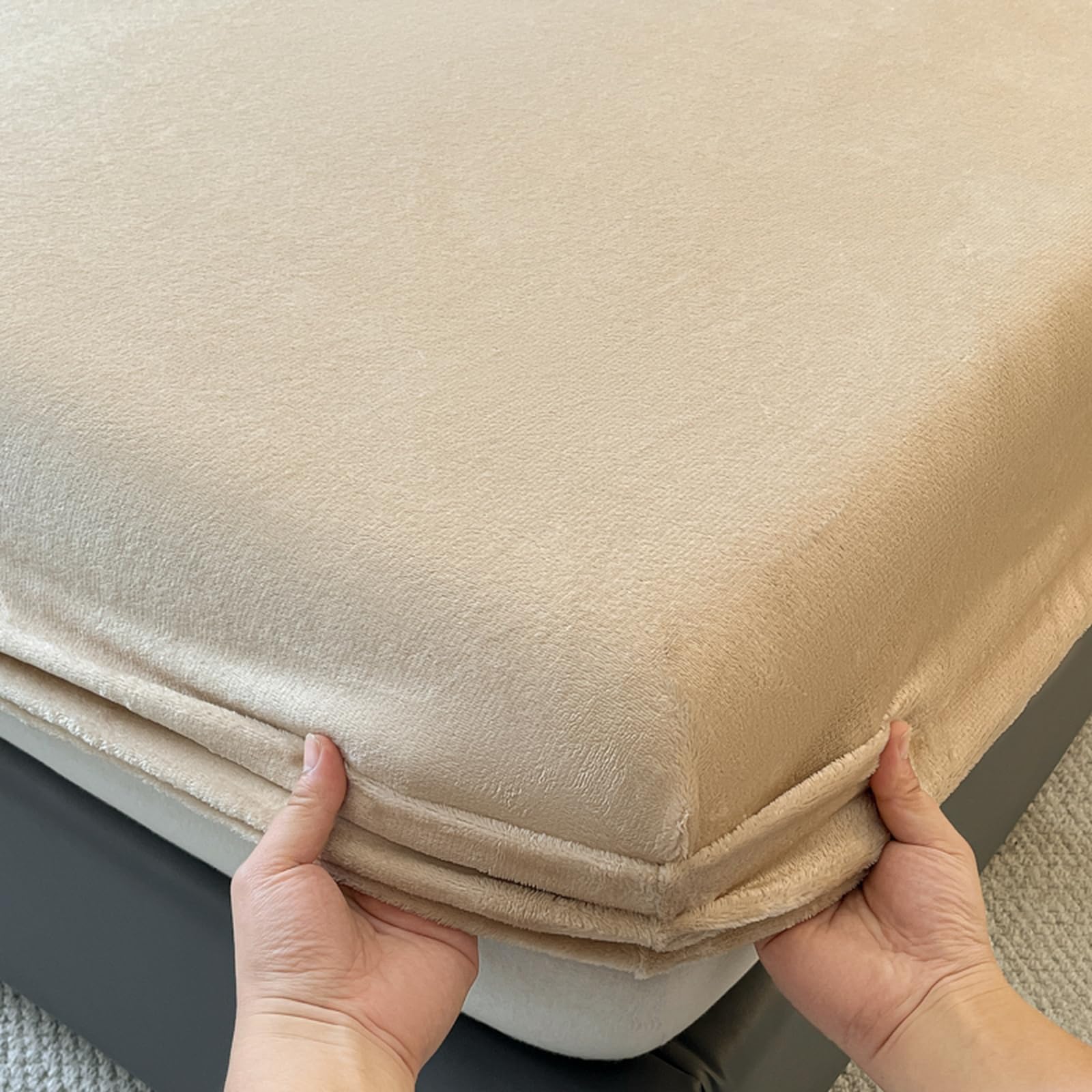 Drap Housse Polaire 150x200 Orange Lit King Size