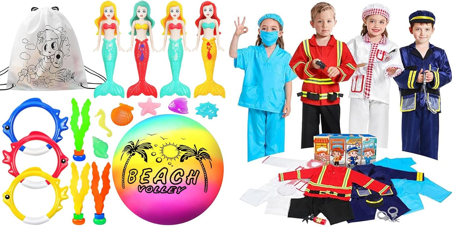 DISHIO Dress Up Clothes Pool Toys for Kids, Mermaid Swim Diving Pool Toys