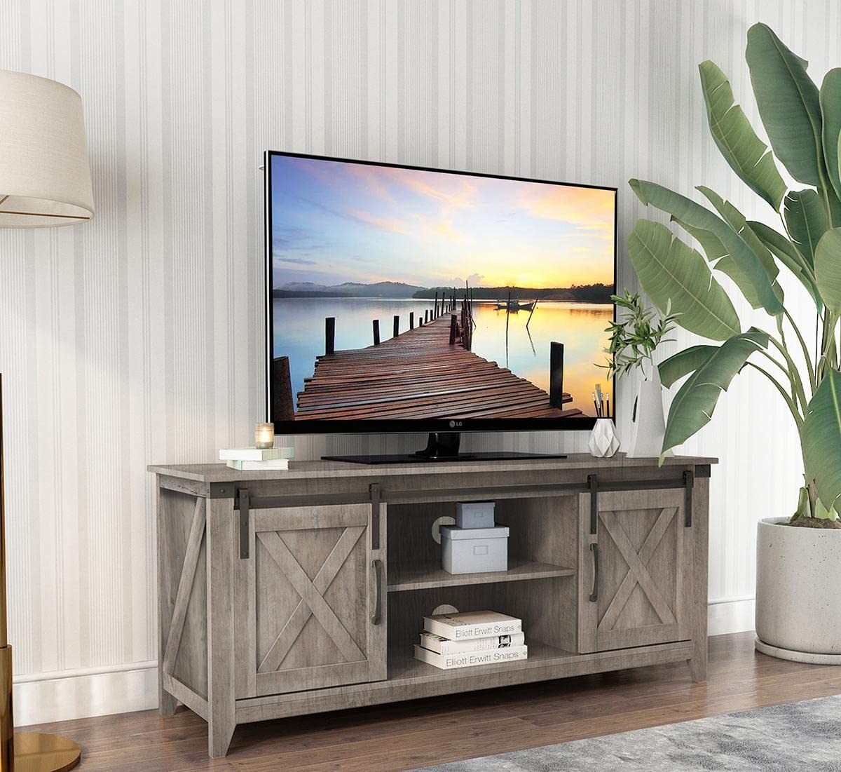 Buy Modern Farmhouse TV Stand for 65 Inch TV Rustic Wood TV Stand