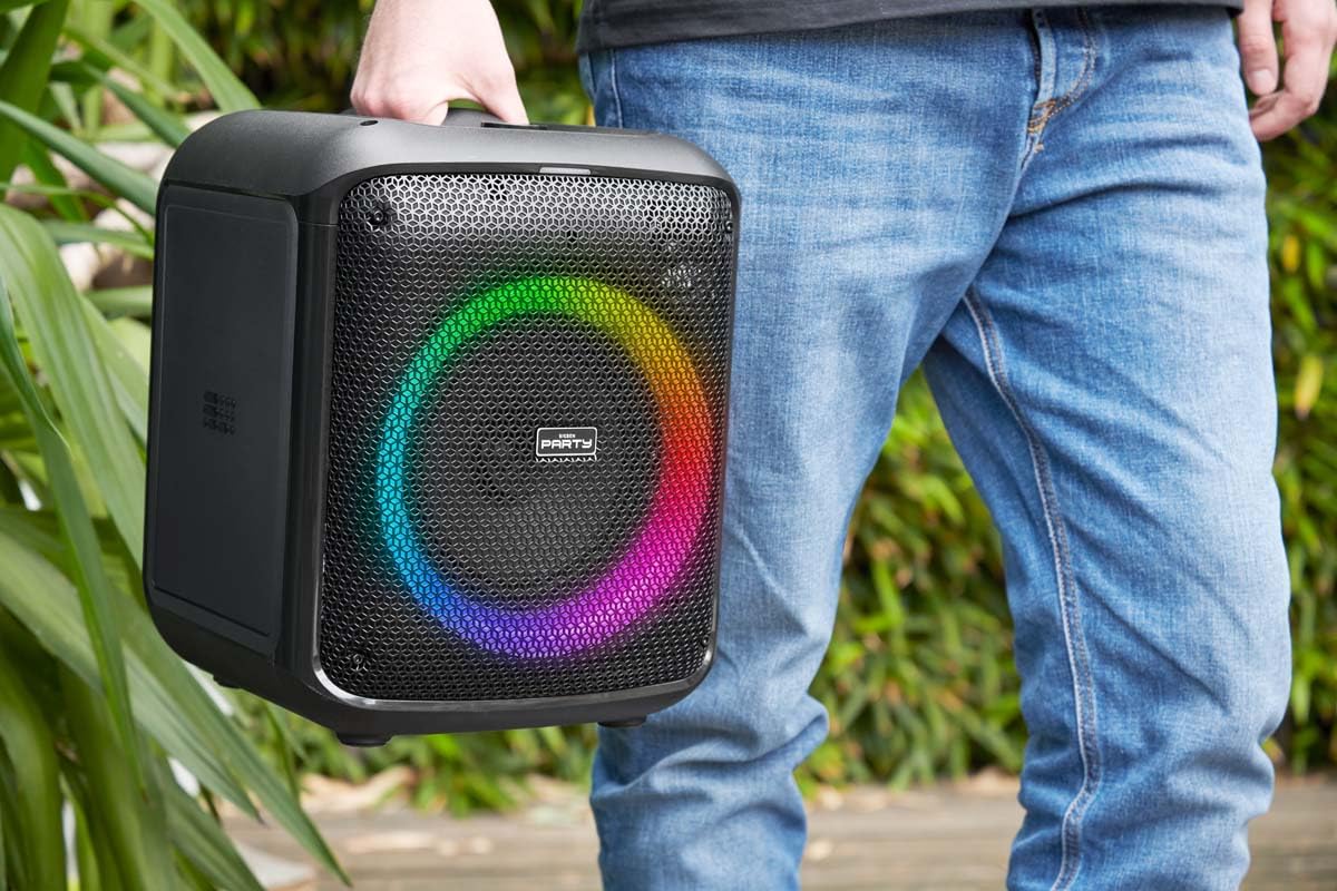 BIGBEN PARTYBTHPMAX - Altoparlante luminoso wireless - Bluetooth 5.3 - 200W - USB, SD, Aux-In - Microfono a filo (ideale Karaoke)