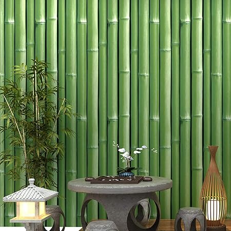 Amazon 剥がせる カッティング 竹 壁紙 自己 接着剤付き リムーバブル 中国風 壁紙シール 油 防水 ビニール 壁紙 棚ライナー引き出しキャビネット用 グリーン 21x394inch ウォールステッカー オンライン通販