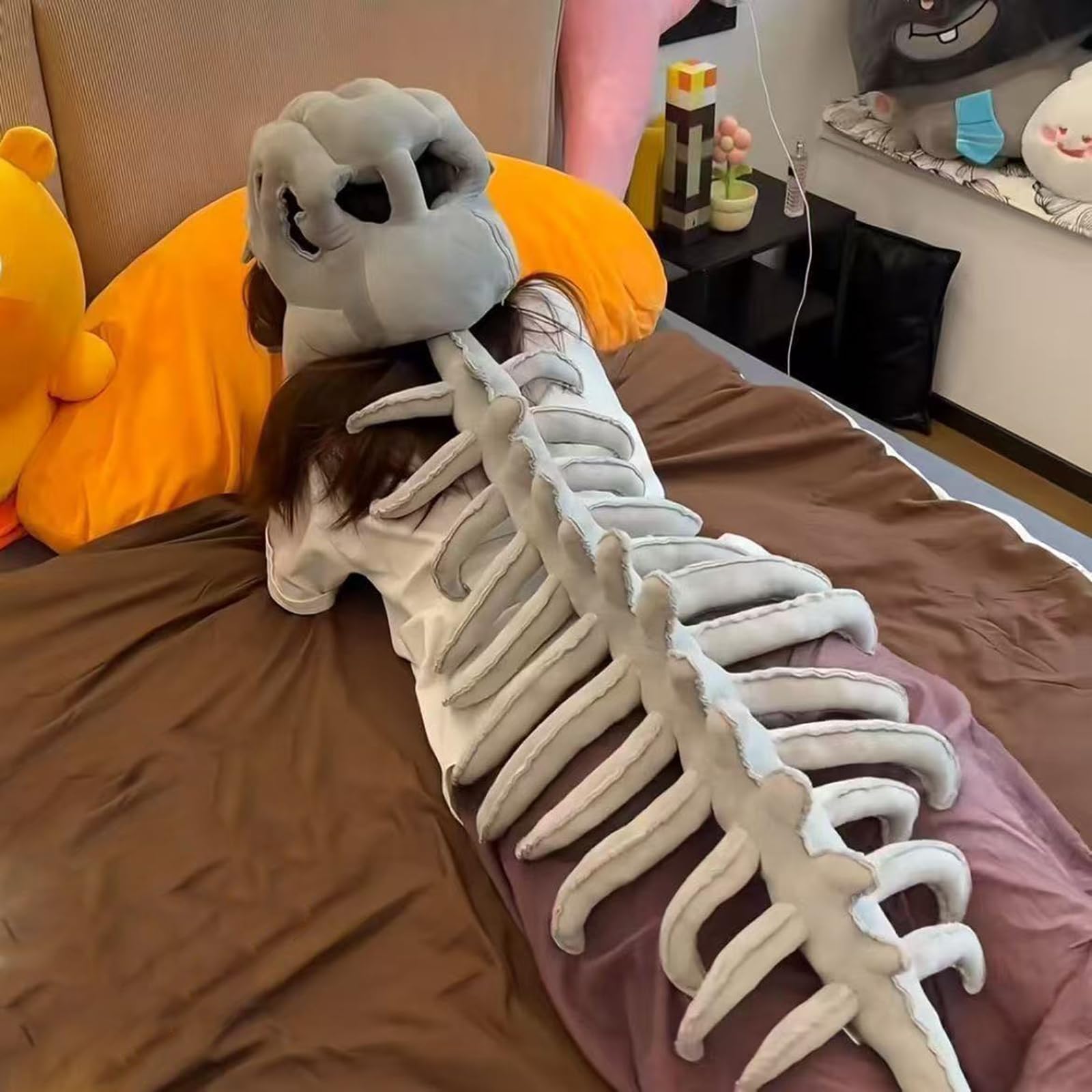 Kostium szkieletu dinozaura 3D na Halloween, realistyczne nakrycie głowy dinozaura (90 cm)