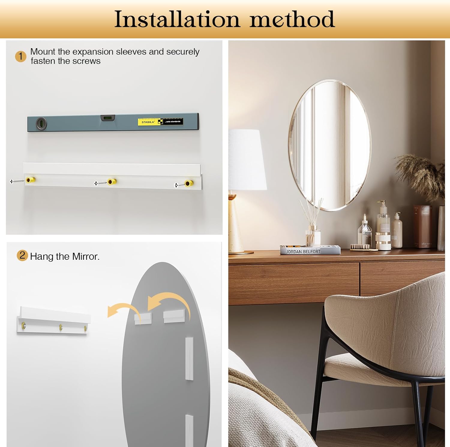 Frameless Wall Oval Bathroom Mirror, 24"x32" Wall Mirror with 15mm Beveled Edge, Shatterproof Tempered Glass, Farmhouse Mirrors for Over Sink, Bedroom, Entryway (Horizontal or Vertical)