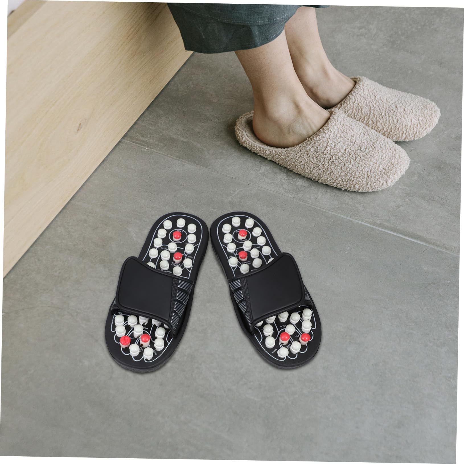 Ipetboom Akupunkt Sandalen aus Gummi mit Verstellbaren Riemen zur Fußmassage und Ermüdungsreduktion für Herren und Damen für Zuhause und Indoor Anwendung