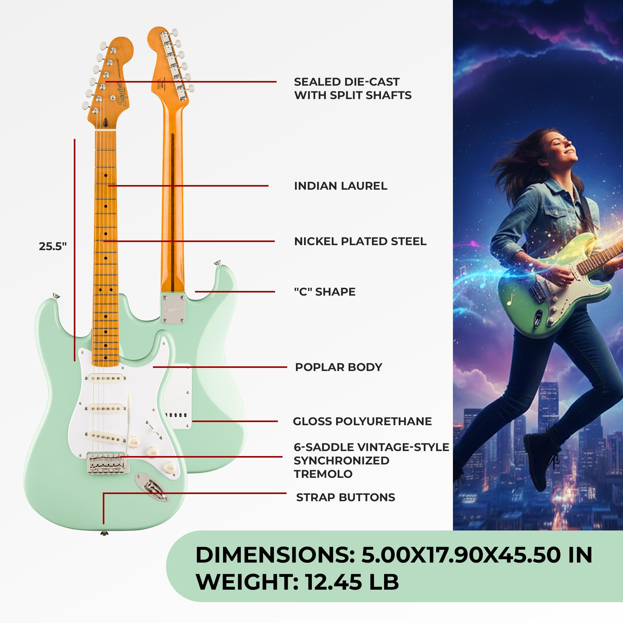 Amazon.com: Fender Squier Classic Vibe '50s Stratocaster - Surf