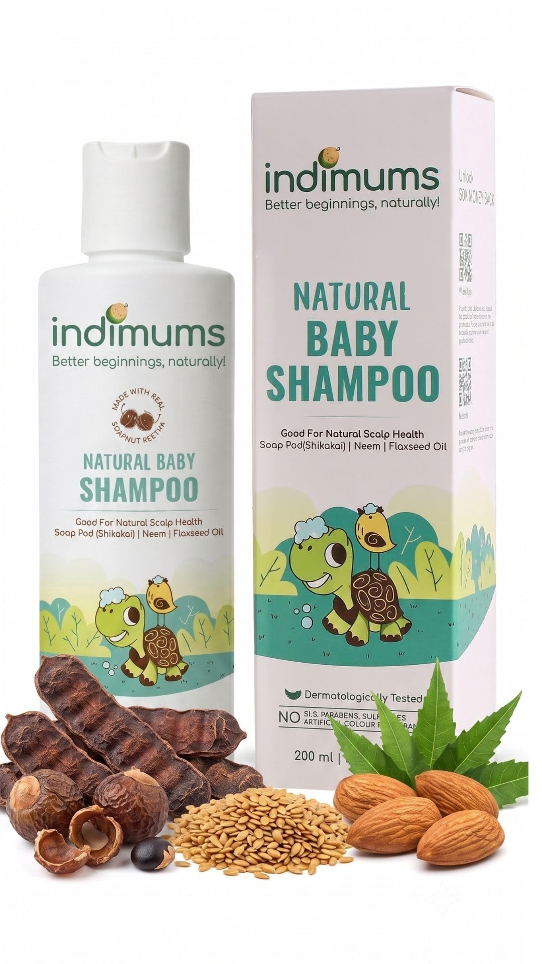 The Indi Mums Reetha-Shikakai Natural Baby Shampoo for Newborns,Toddlers & Kids - Promotes Healthy Scalp & Hair, Gentle, Tear-free, Easy-to-Wash & Moisturising, 0 months+, 200ml-picture-13