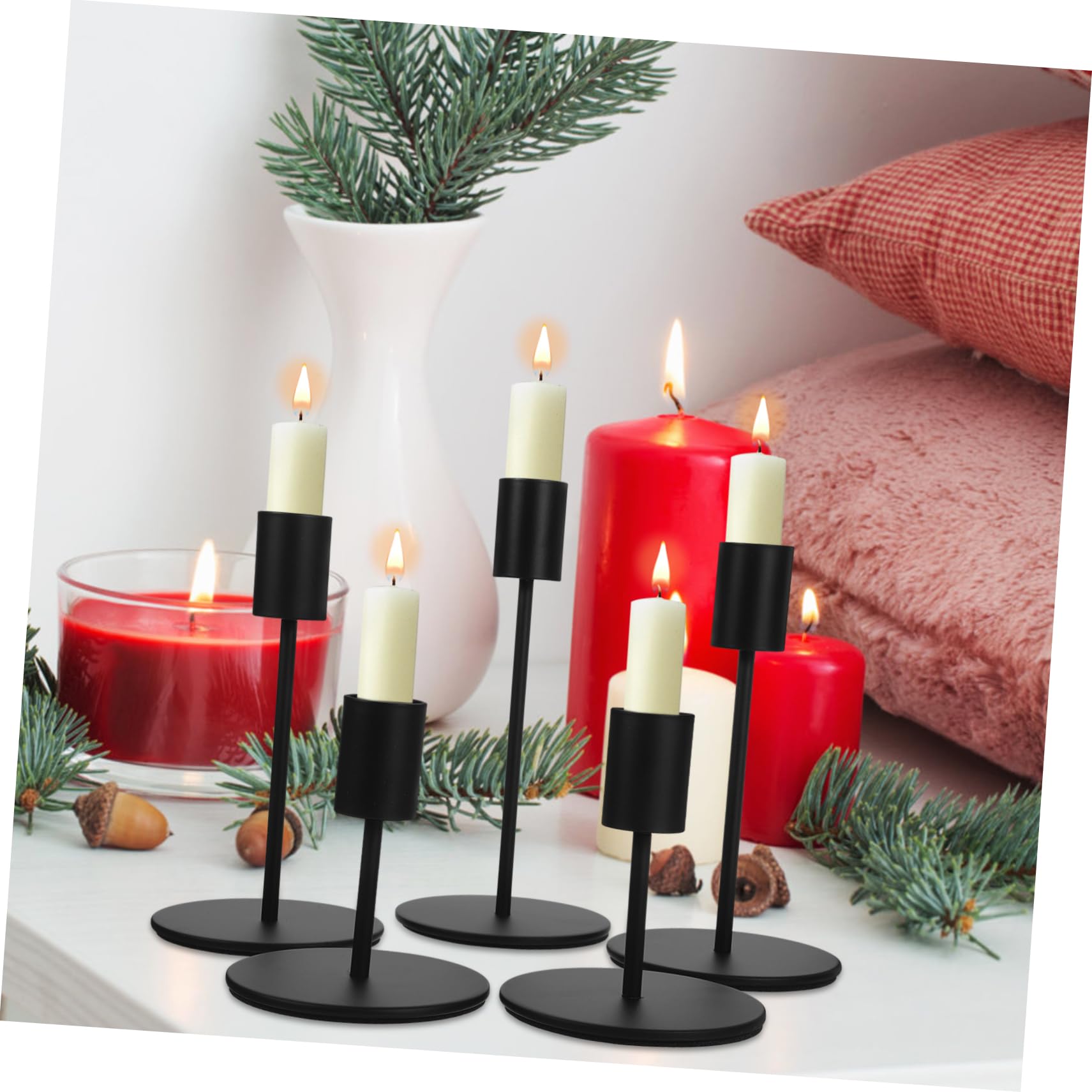 TOPBATHY Candeliere in Metallo Nero, Stile Europeo, 5 Pezzi, Ferro Robusto per Centrotavola Moderno, Decorazione Hotel e Matrimonio, Elegante e Durevole