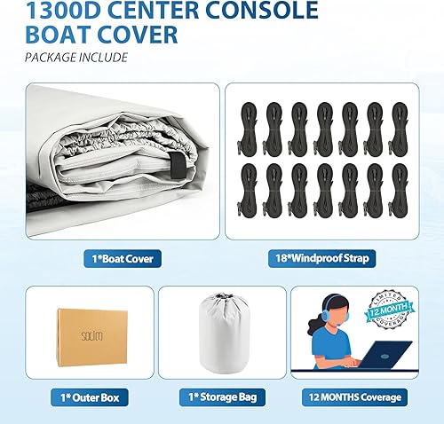 Miniatura 6 de Funda para consola central, 20-22 pies, impermeable, 900D, poliuretano resistente, grado marino, cubierta de lancha para consola central, lona de