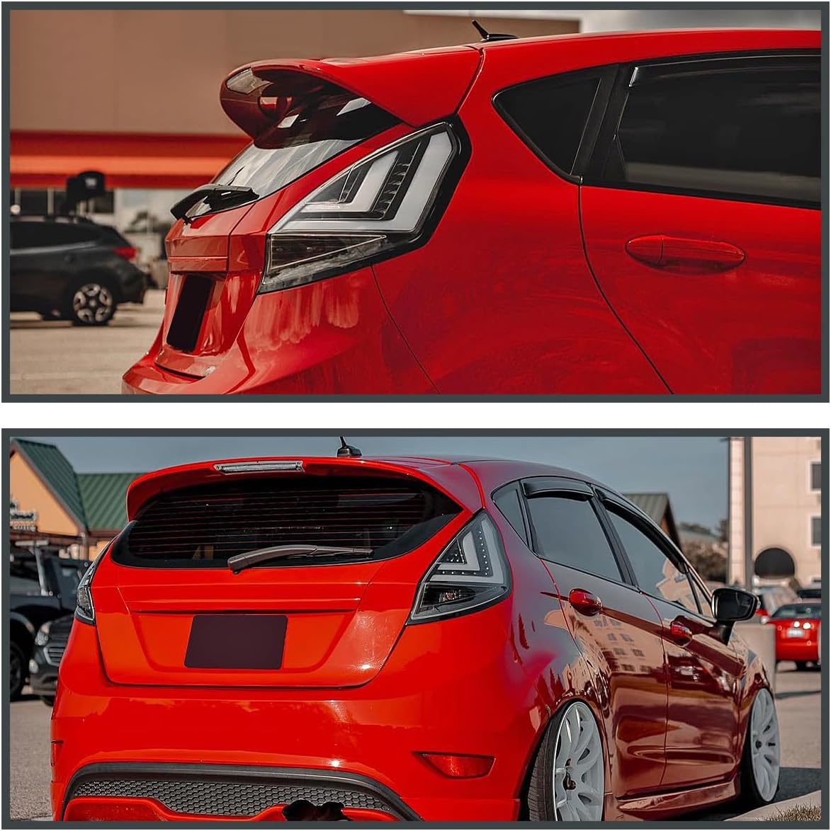 SPEC-D TUNING Black Tail Lights w/LED Tube Compatible with 2014-2019 Ford Fiesta Hatchback, Left + Right Assembly