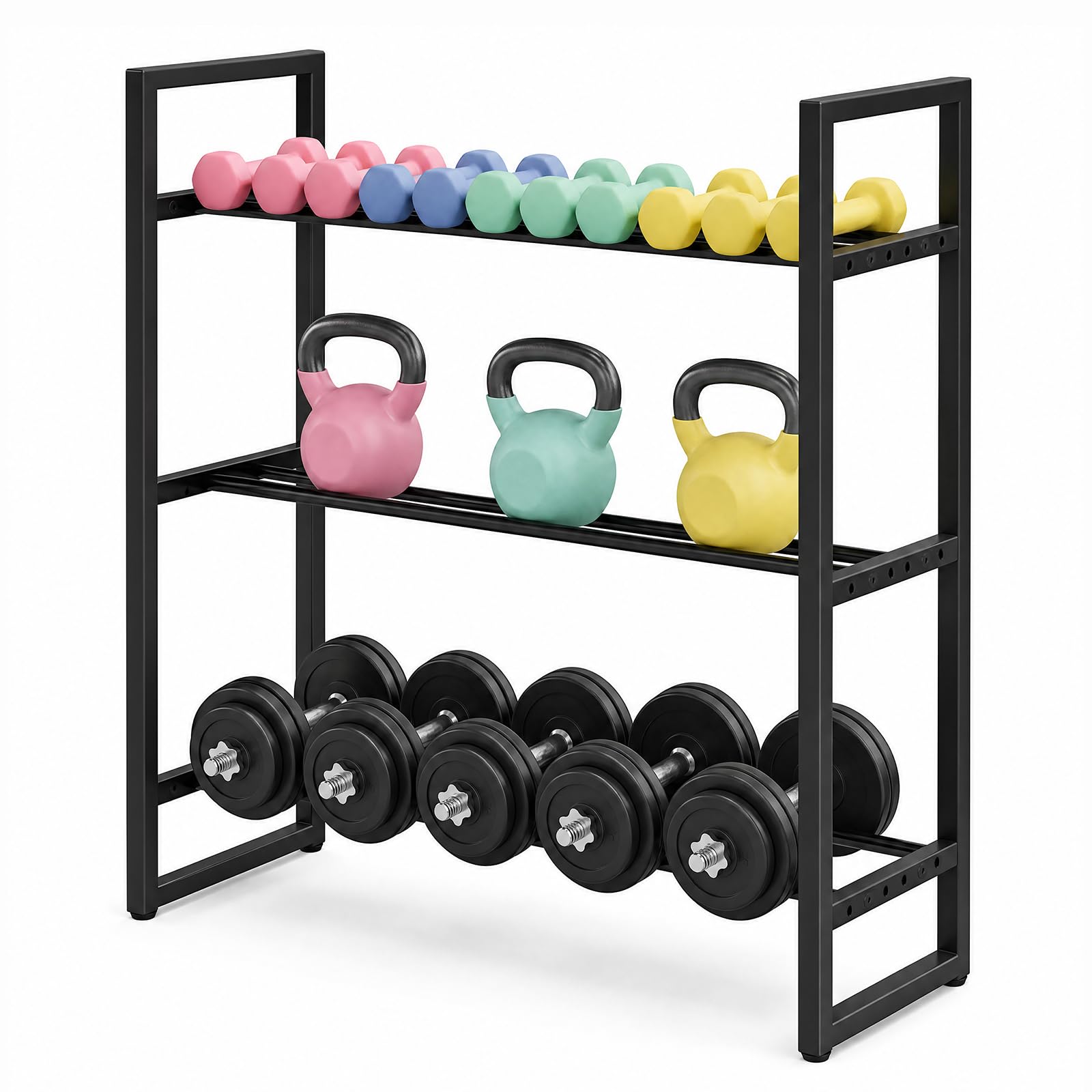 Centra 3-Tier Adjustable Dumbbell Rack, 600LB Heavy Duty Weight Rack Storage, Width Adjustable 6.5-17cm, Space-Saving Dumbbell Stand Organizer with Powder Coated for Home Gym