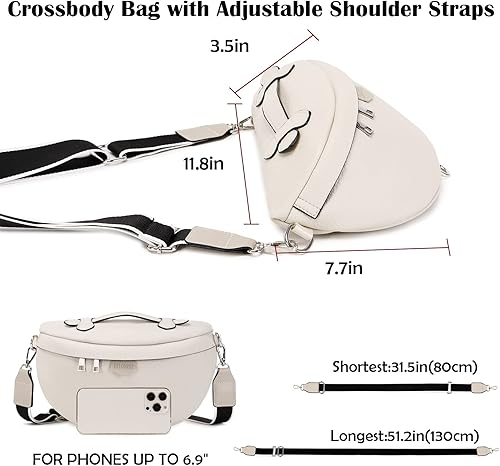 Miniatura 4 de Eslcorri Bolsos cruzados para mujer, bolso bandolera de moda, bolso de hombro, cangurera de cuero causal de pecho, bolsa cruzada