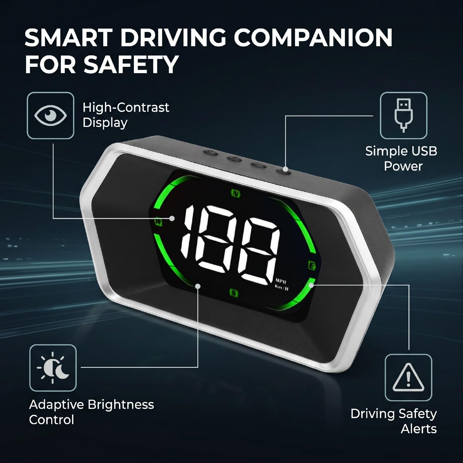 VGEBY Gps Velocímetro Hud, Usb Plug and Play Display