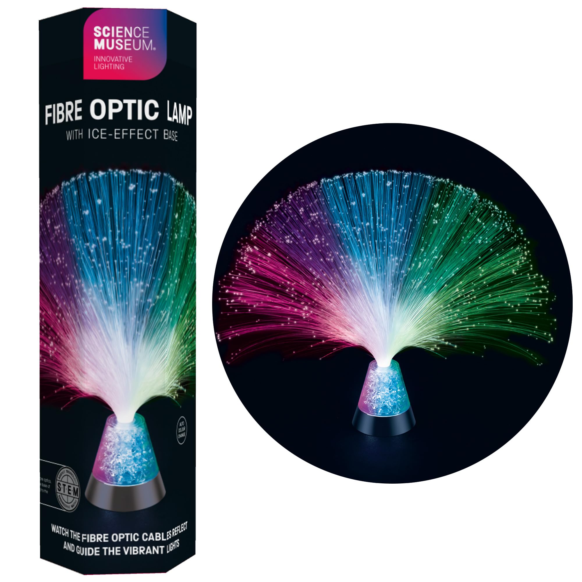 Funtime Gifts Science Museum Fibre Optic LAMP – Mesmerising Light Display with Colour-Changing LED Base – Home & Office Mood Light – Relaxing & Educational, Battery Powered