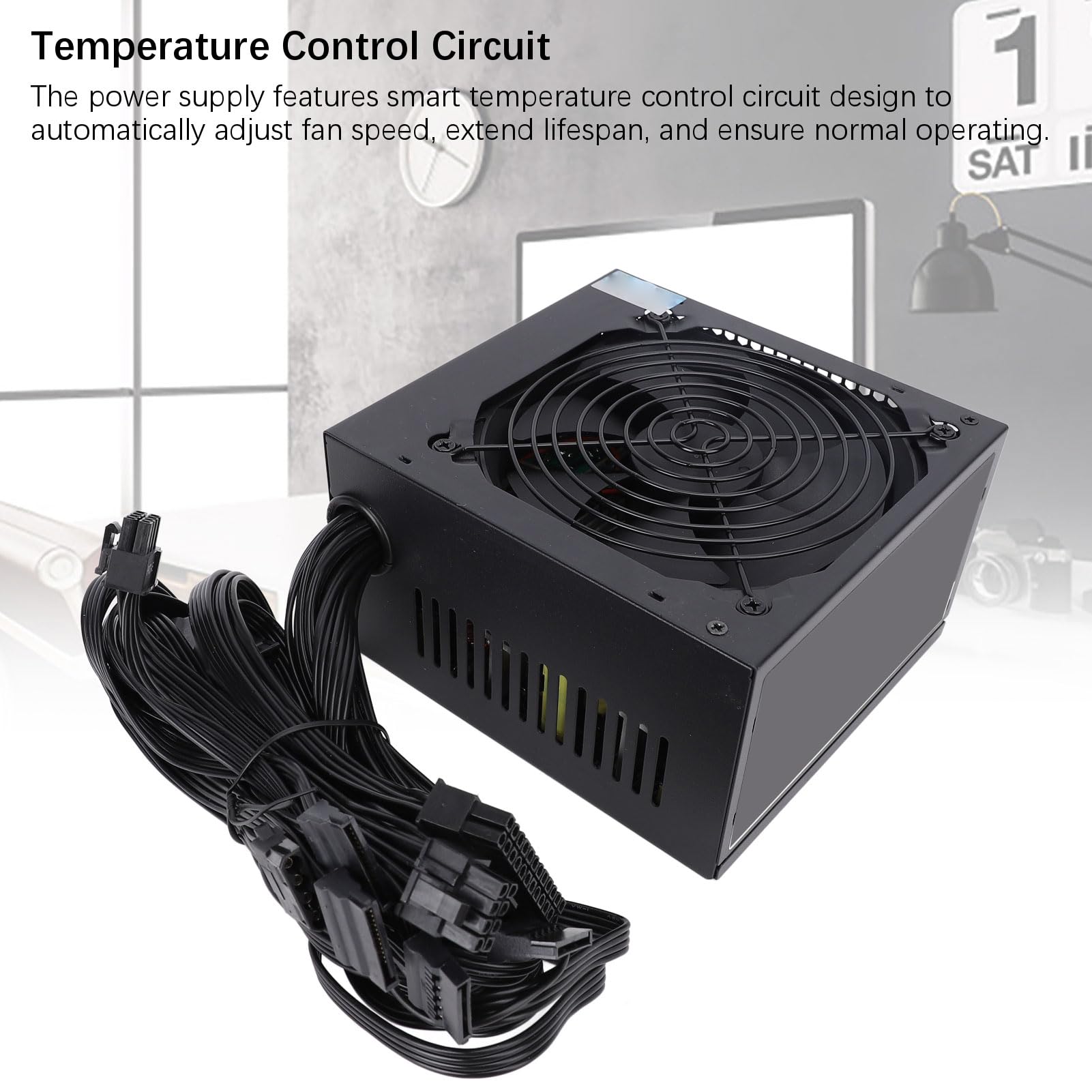 Sxhlseller Alimentatore ATX da 500 W con Controllo della Temperatura e Protezioni Multiple, Alimentatore per PC Desktop Ad Alta Efficienza per Piattaforme di Gioco e Double Core
