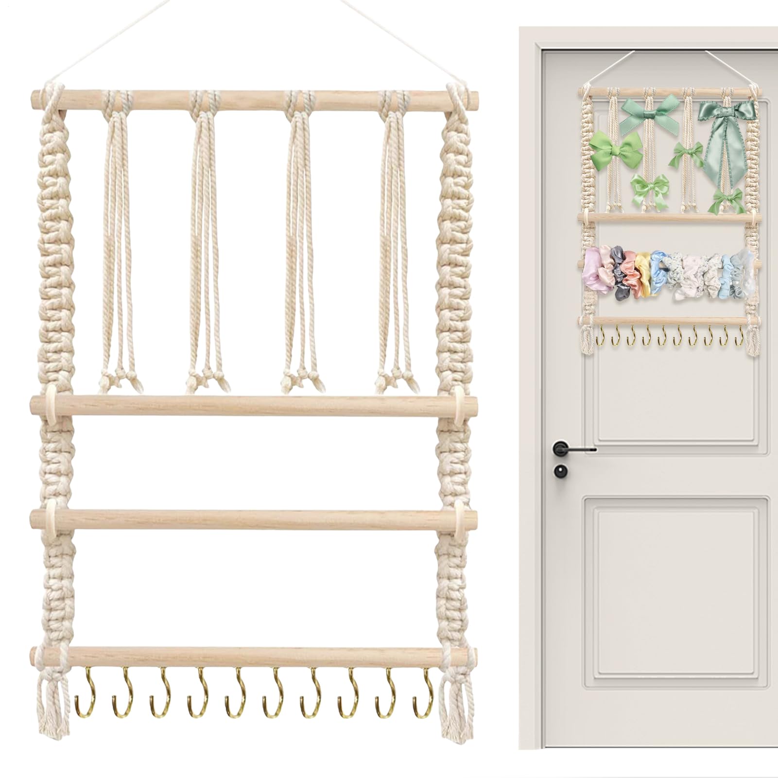 Colgador de madera decorativo para ordenar el dormitorio infantil y zona de tocador
