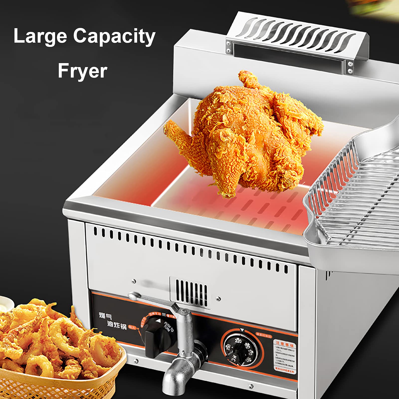ディープフライヤー、商用グレード、15L ステンレス鋼デュアル