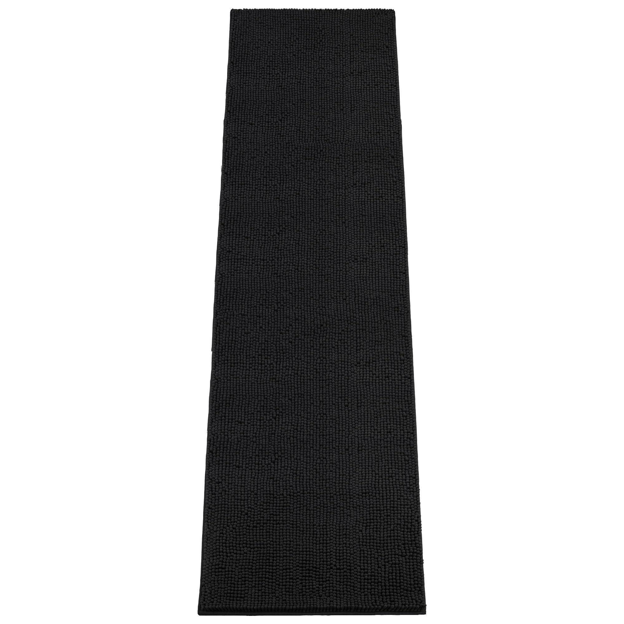 Absorbent Dog Door Mat for Muddy Paws, 120" x 36" Chenille Indoor Mats for Entryway, Trap Dirt Front Door Mat Indoor Entrance Washable Non Slip Soft Black