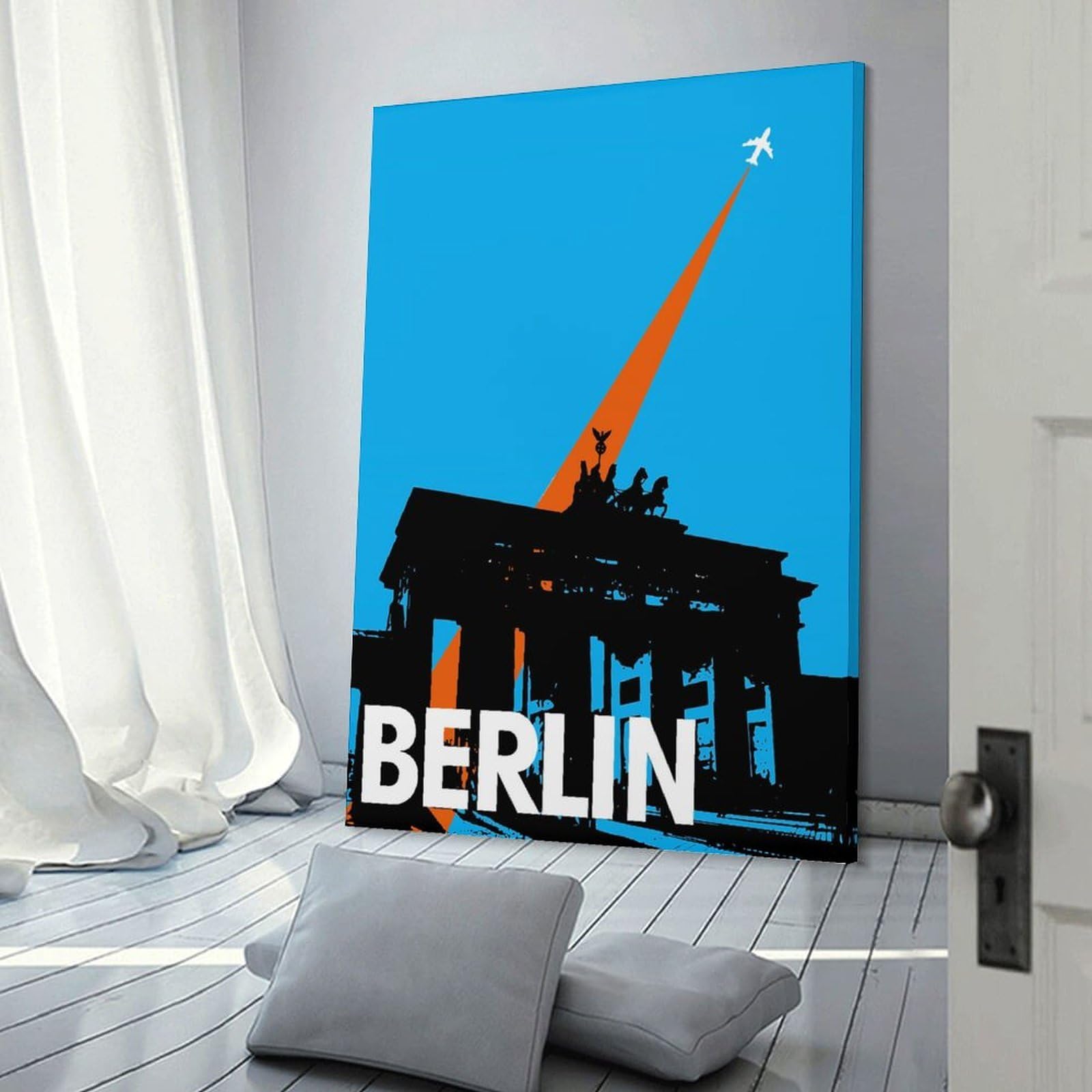 Junmoney Berlin Travel Canvas Wall Picture 12x18inch(30x45cm), for Study, Office Or Focused Interiors, Home Office Artwork with Decorative Appeal