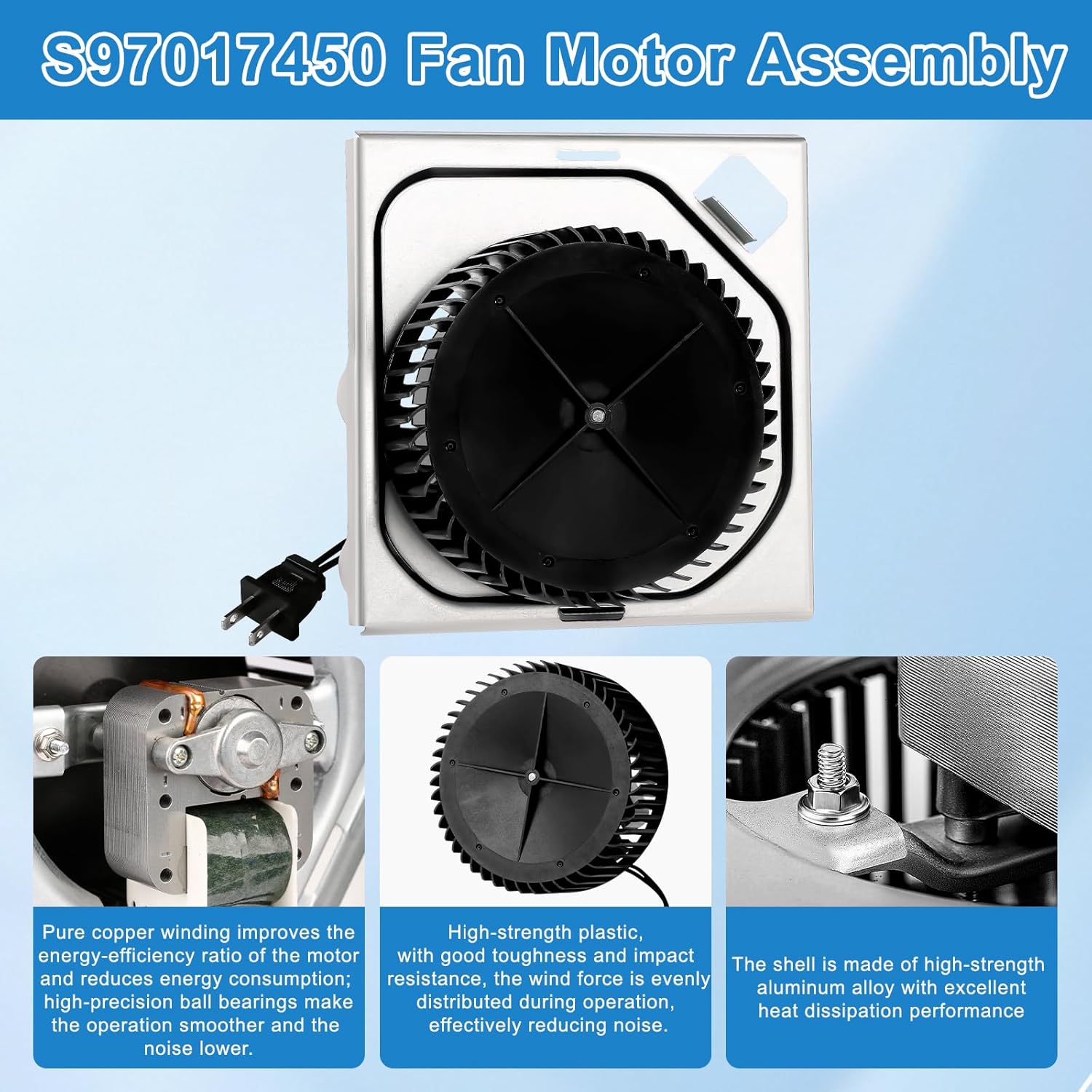 Upgrade S97017450 Exhaust Fan Motor Assembly Compatible with Broan-Nutone 771, 771-A Blower Fan Motor 120V, 70CFM, 1.5A,60HZ, 3000 RPM Replacement 99080599