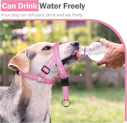 Miniatura 24 de Weesiber Collar suave para cabeza de perro, arnés ajustable para cabeza de perro, acolchado sin tirones, cuello halter con tira de seguridad Negro