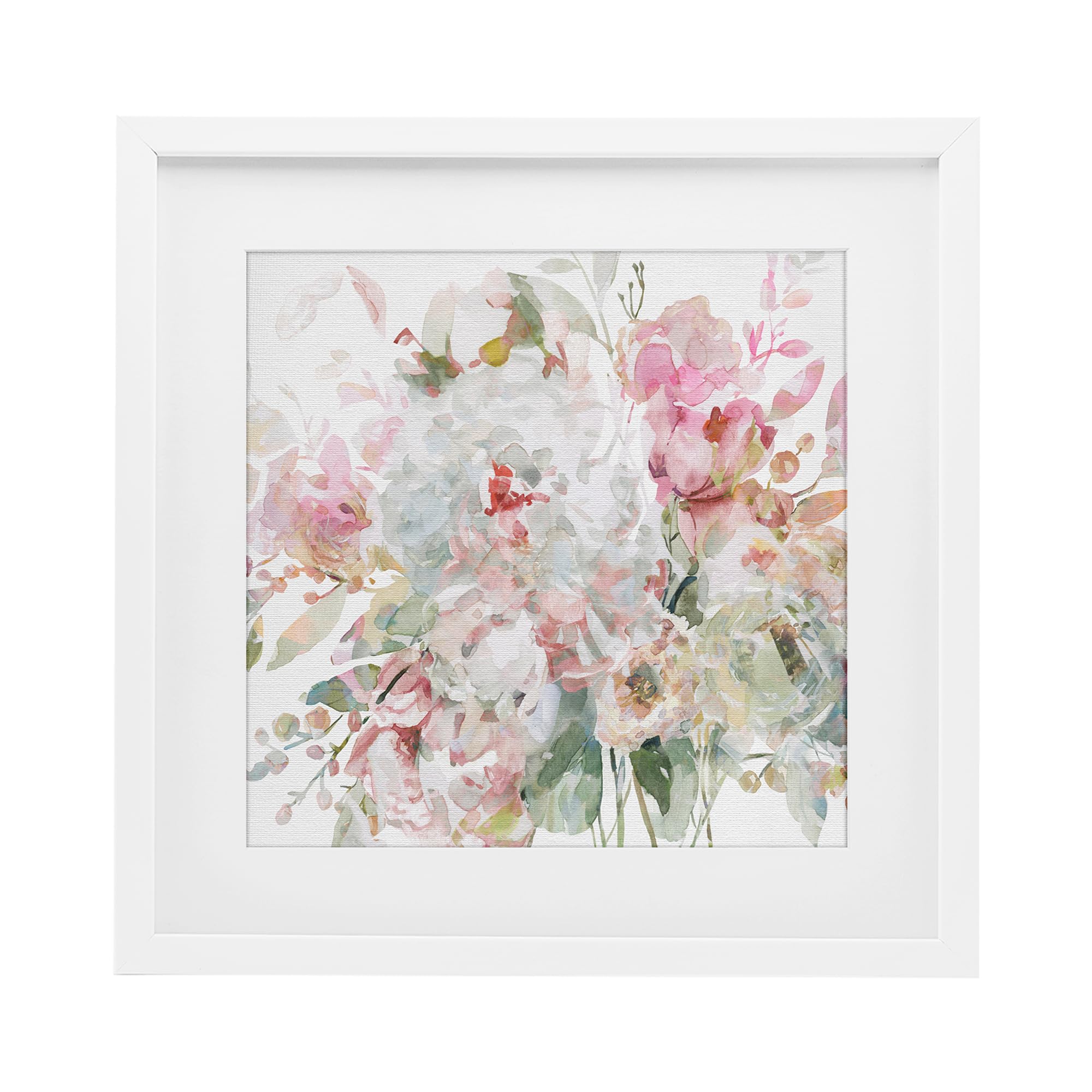 Stupell Industries Coastal White (Textured) 'Romantic Pastel Blossoms'| Framed Print Under Glass