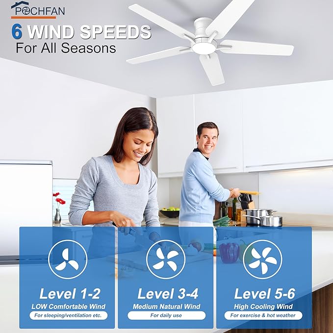 Ventilador de Techo 52 Pulgadas con Luz y Control Remoto, 6 miniatura 6