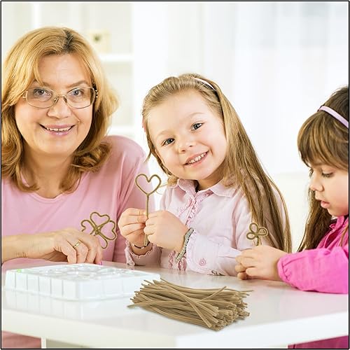 Miniatura 6 de Caydo 100 piezas de limpiadores de pipas marrones, suministros de manualidades, tallos de chenilla para decoración creativa de bricolaje (0.236 in x