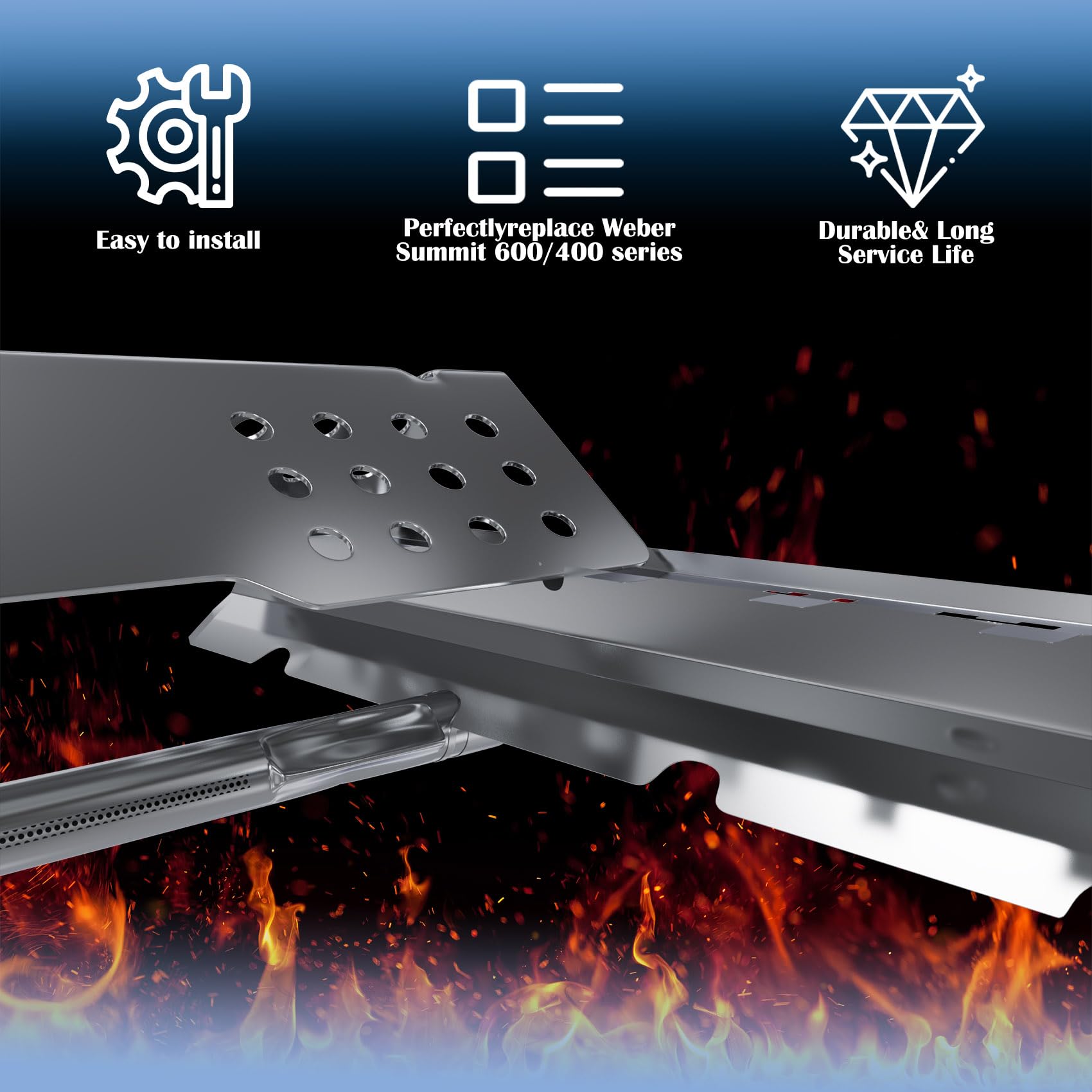 SafBbcue Summit Supports de support pour brûleur Weber Summit E-420 E-450 E-470 pour barres aromatisantes Summit S-420 S-450 S-470, remplace Weber 64850 Summit Grill Center