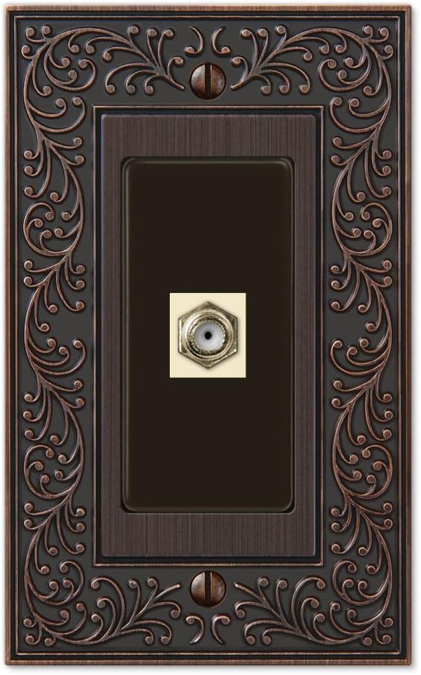 AMERELLE English Garden Aged Bronze Cast 1 Cable Jack Wallplate