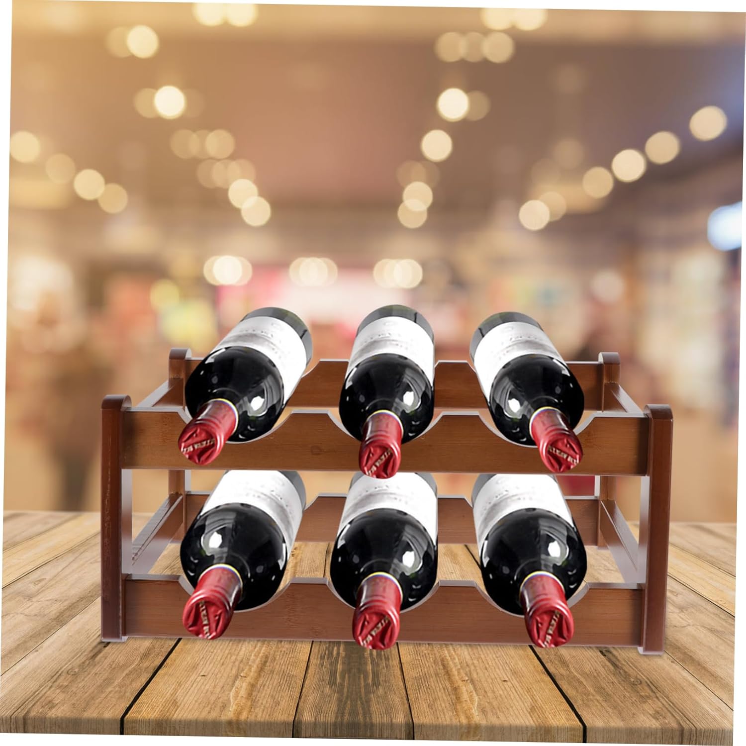 KICHOUSE Space Saving Wine Rack Bottle Holder Stand Wine Bottle Holder for Kitchen Table Pantry